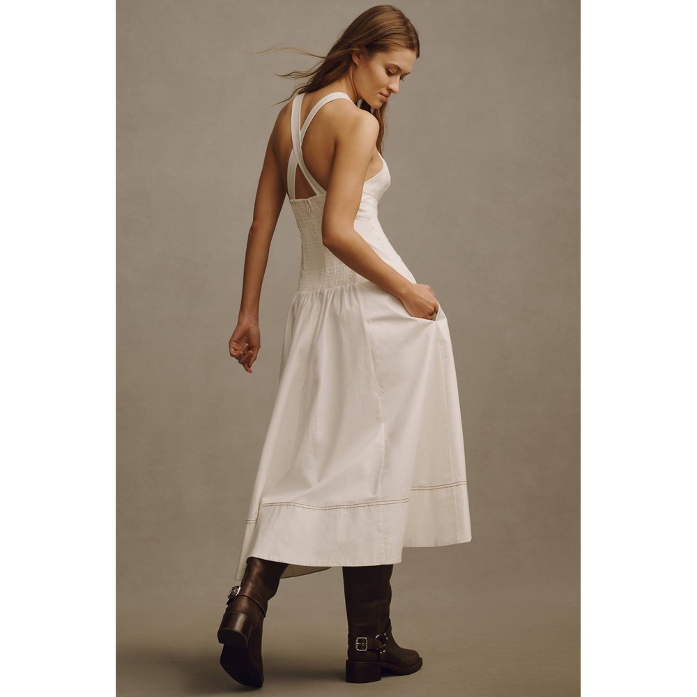 NWT Anthropologie The Kenzie Drop-Waist Midi Dress White Medium - Picture 4 of 9